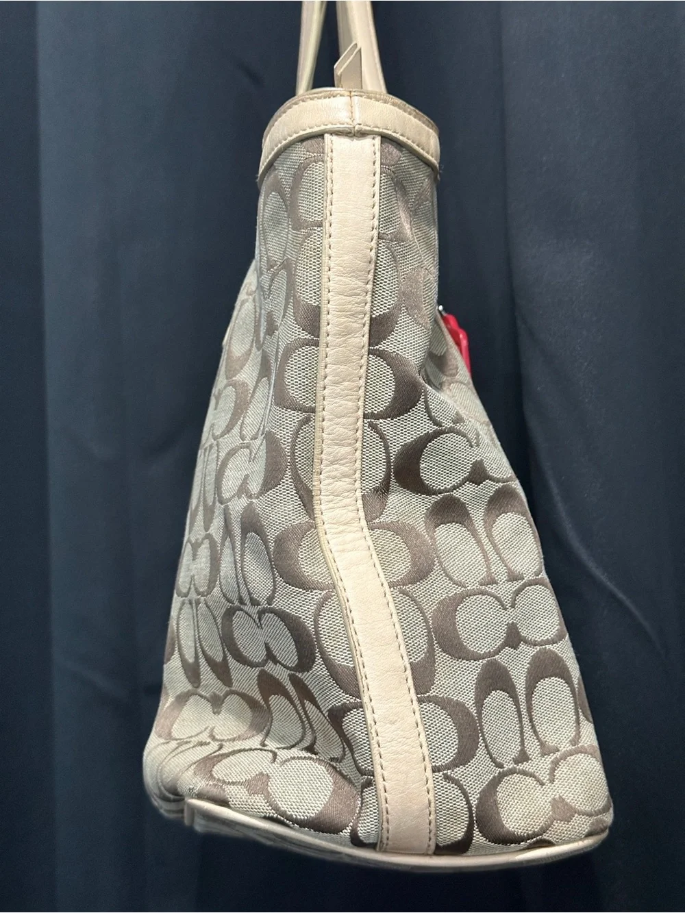 Coach Legacy Weekend Signature Medium Zip Top Tote Khaki Canvas - Picture 5 of 12